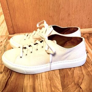 Margaux 37.5 size 7 ivory canvas leather lace THE SNEAKER handmade in Spain EUC